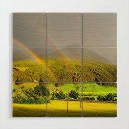 Rainbow in the mountains Wood Wall Art