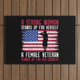 Strong Woman Veteran Patriotic American Outdoor Rug