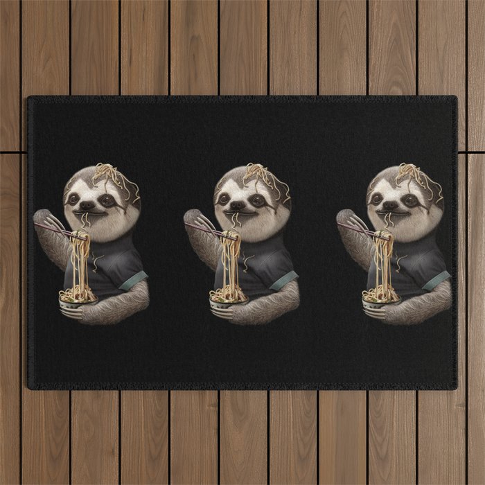 SLOTH EATING NOODLE Outdoor Rug