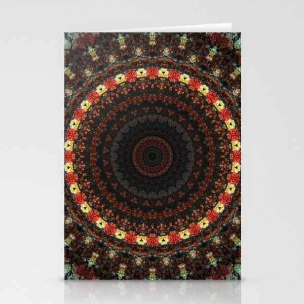 Brown and golden flowery mandala Stationery Cards