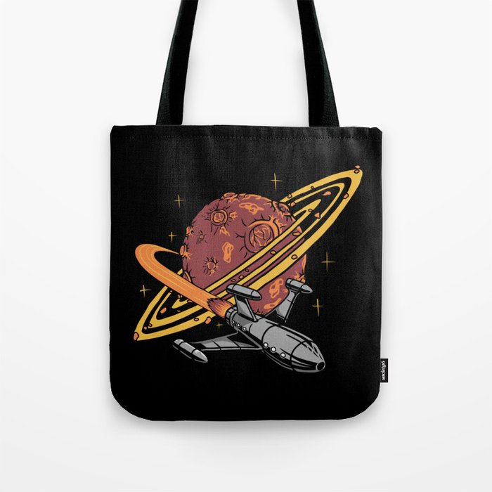 Cool Planet Spaceship Explorer Tote Bag