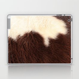 Brown and White Cow Skin Print Pattern Modern, Cowhide Faux Leather Laptop Skin