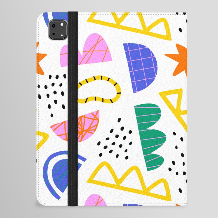 Abstract shape seamless pattern with colorful geometric doodles iPad Folio Case