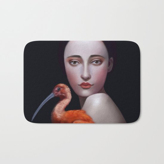 Miss Orange Stork Bath Mat