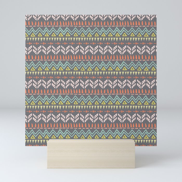 Tribal - Gray Mini Art Print