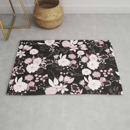 Blush pink white black rustic abstract floral illustration Rug | Abstract, Flowers, White, Pastelcolor, Stylish, Rustic, Blushpink, Country, Pastelpink, Pink 