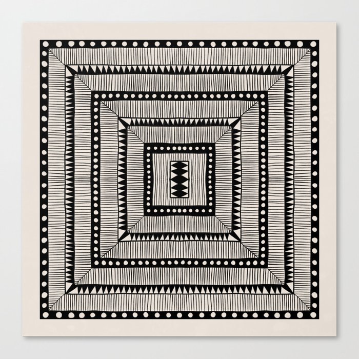 Black & White Symmetrical Pattern #3 Canvas Print