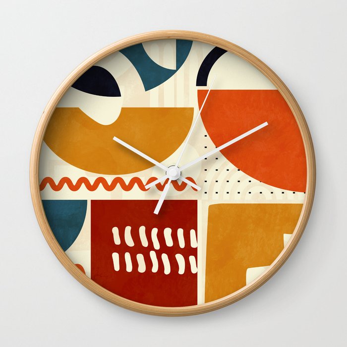 mid century shapes geometric abstract color 2 Wall Clock