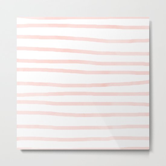 Seashell Pink Watercolor Stripes Metal Print