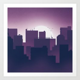 City Living - Purple Cityscape Art Print