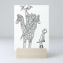 Giraffe Hydra - Black and White Mini Art Print