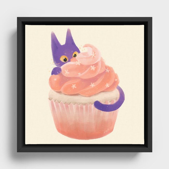 Cupcake Cat Framed Canvas