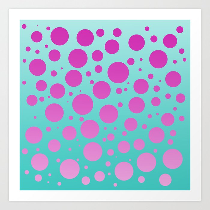 pink and aqua dots gradient 3 Art Print