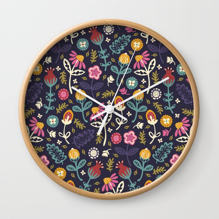Ditsy Flowers Wall Clock