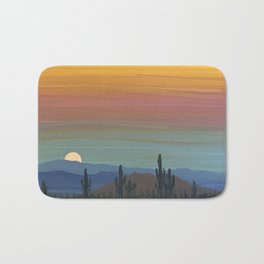 Arizona Moonrise Bath Mat | Blue, Inspirational, Arizonamoonrise, Desert, Saguaro, Southwest, Acrylic, Mystical, Nature, Teal 