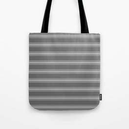 [ Thumbnail: Dim Grey and Dark Gray Colored Lined/Striped Pattern Tote Bag ]