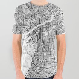 Osaka City Map of Japan - Light All Over Graphic Tee
