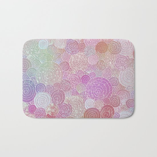 Abstract pink rosegold glamour glitter circles for ladies on #Society6 Bath Mat