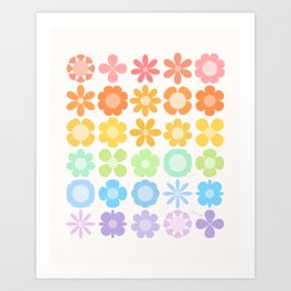 Rainbow Daisy Flowers Art Print