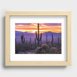 Arizona Desert Cactus Sunset Landscape Recessed Framed Print