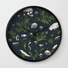 Queen Anne's Lace, Navy Wall Clock