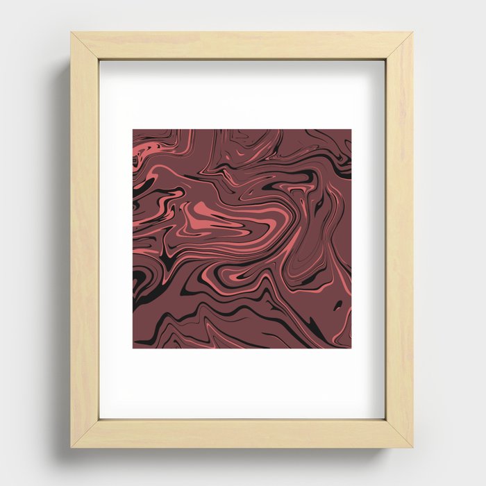 Marble retro liquid burgundy wine flow Recessed Framed Print