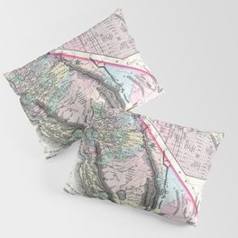 Antique Map of California and San Francisco 1872 Pillow Sham