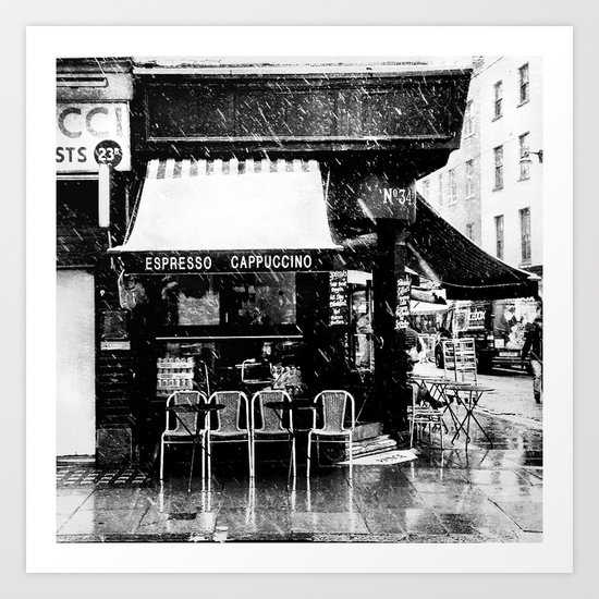 Snow falling in the West End Art Print