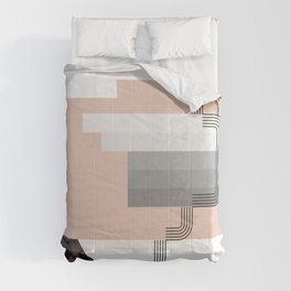 Peach Stripe Deco Hexagon Comforter