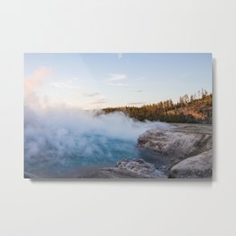 Hot pool Metal Print | Digital, Color, Nationalpark, Hotpool, Sunset, Yellowstone, Photo, Sulfer, Blue 