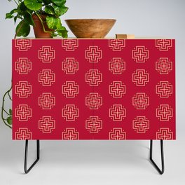 Tribal cross pattern - red Credenza