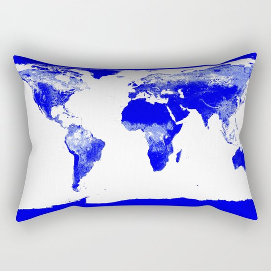 World map Blue Rectangular Pillow