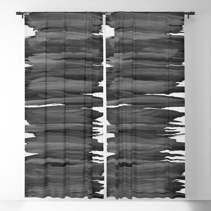 Black Abstract Minimalism 2 Minimal Ink Decor Art Society6 Blackout Curtain By Anitabellajantzart