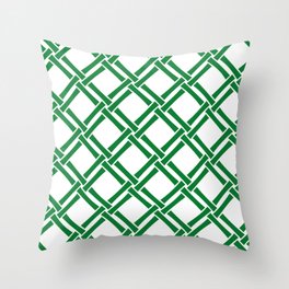 Classic Bamboo Trellis Pattern 231 Green Throw Pillow