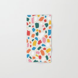 Colorful Abstract Shapes - Brush Strokes Modern Minimalist Fun Playful decor Orange Yellow Blue Pink Green White Red Hand & Bath Towel