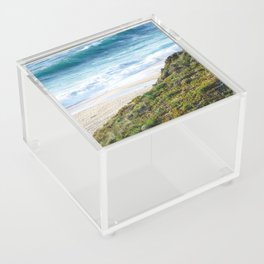 Blissful beach at the beautiful azure ocean of sunny Portugal | Colorful photo blue and green.  Acrylic Box