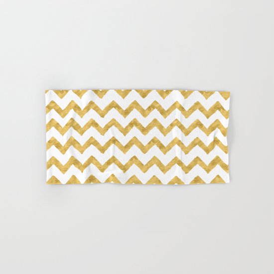 Chevron Gold And White Hand & Bath Towel
