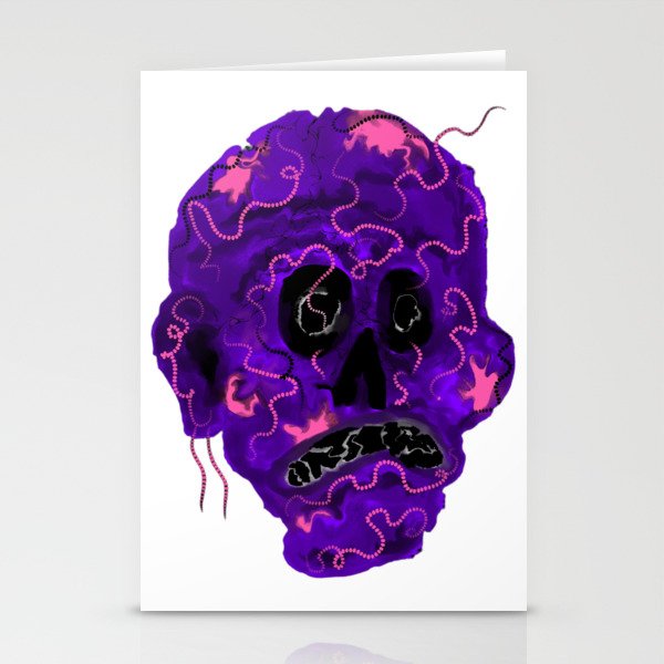 Purple Zombie Skull Stationery Cards