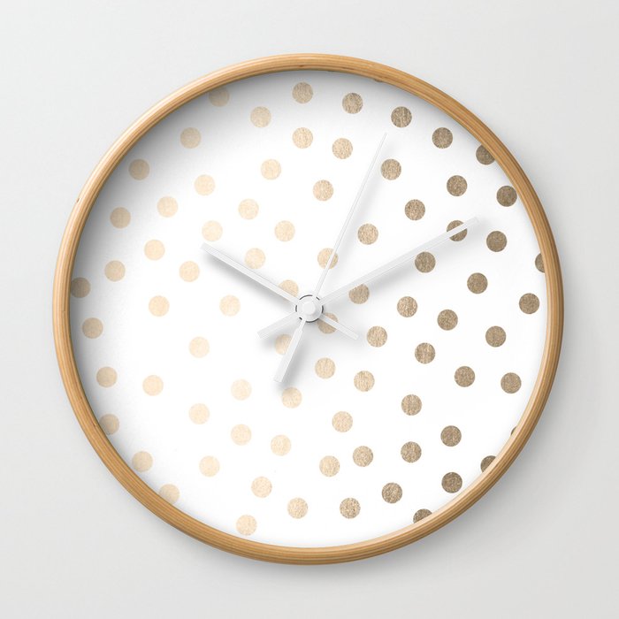 Simply Dots in White Gold Sands Wall Clock