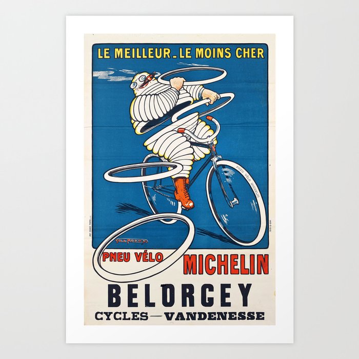 French vintage travel Michelin poster Belorgey Cycles France Art Print