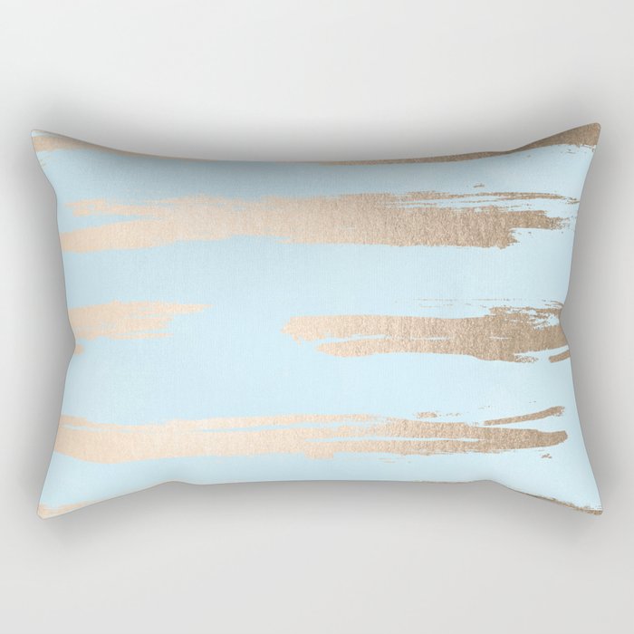 Abstract Paint Stripes Gold Tropical Ocean Sea Turquoise Rectangular Pillow