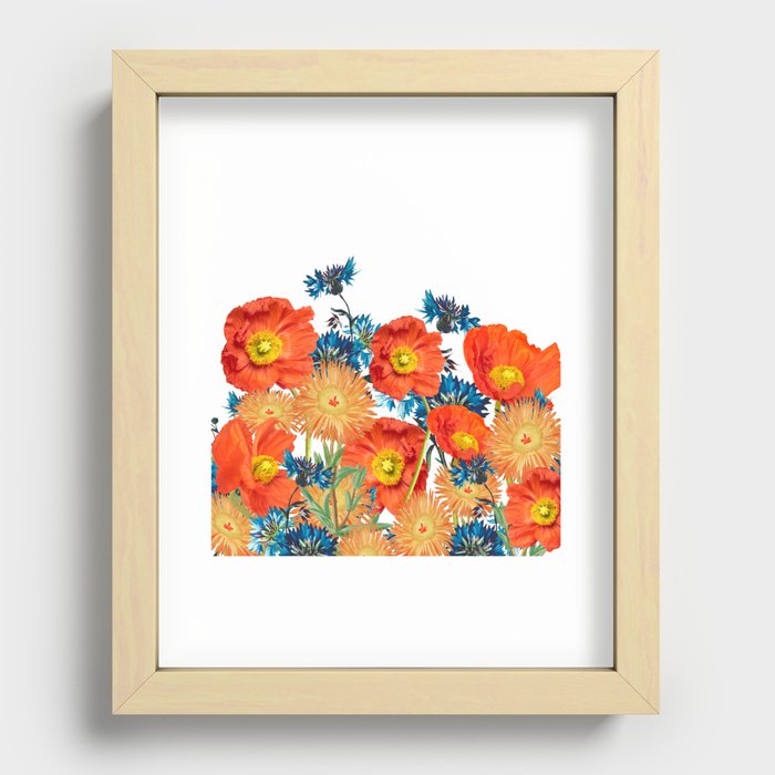 Poppies Corn Flower Marigold Wildflower  Recessed Framed Print