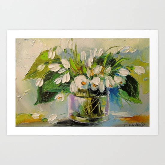 Bouquet of snowdrops Art Print