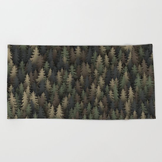 Forest camouflage Beach Towel