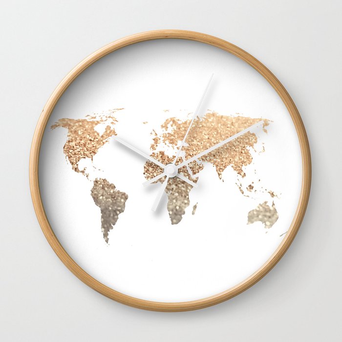 GOLD WORLD MAP Wall Clock