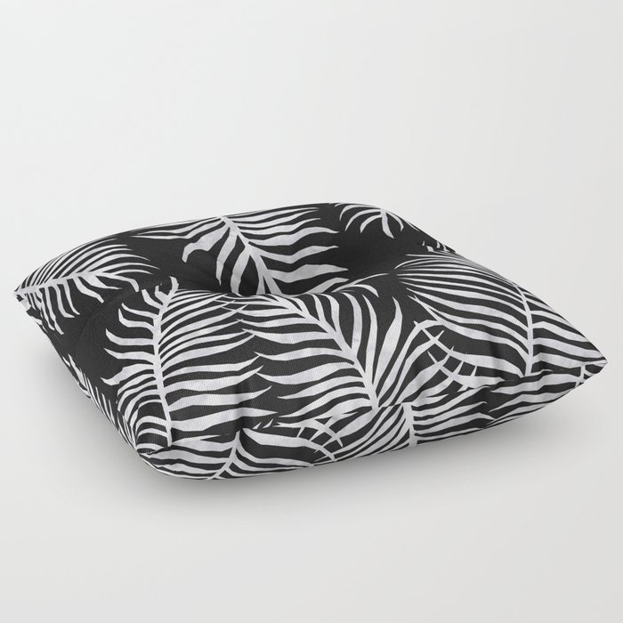 Fern Pattern Black And White Floor Pillow
