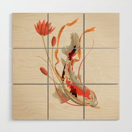 Koi Meigetsu Red Wood Wall Art