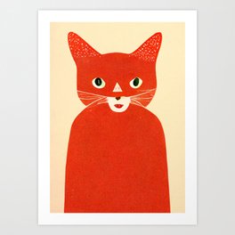 Red Cat Retro Art Print