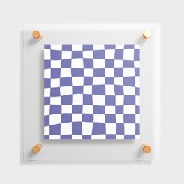 Hand Drawn Checkerboard Pattern (very peri/white) Floating Acrylic Print