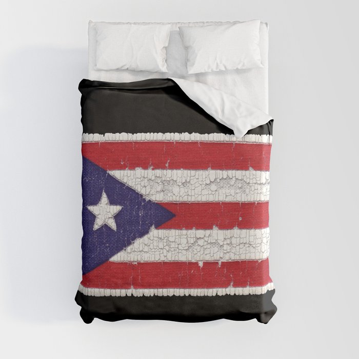 Puerto Rican flag with distressed textures Duvet Cover